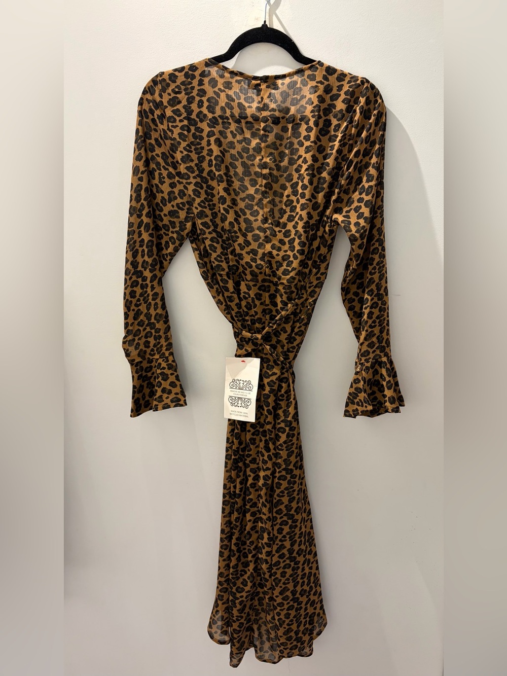 Never Fully Dressed Lucia Leopard Sheer Wrap Midi Dress NWT Size S - Picture 8 of 9